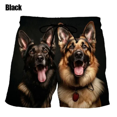 Cute Pet German Shepherd 3D Print Men Shorts Fashion Casual Men Beach Outdoor Shorts Cool Quick-dry Board Short Pant Ropa Hombre