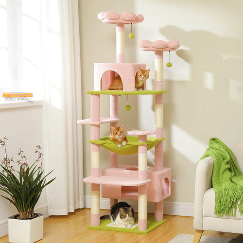Pequlti 72 Multi-Level Cat Tree Tower with Condo & Hammock