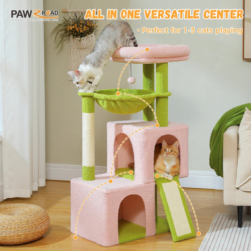PAWZ Road Large Multi-Level Cat Tree with Condo and Hammock