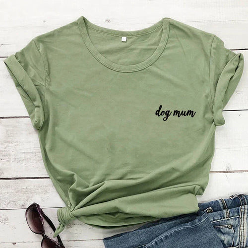 dog mum pocket tshirt cute women short sleeve dog mom tee shirt top
