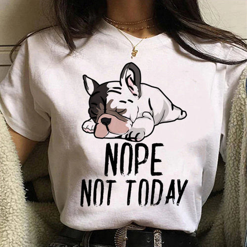 French Bulldog T Shirt Women Graphic Tee Girl Japanese Clothes Summer Short Sleeved Harajuku Streetwear Tops Aesthetic Clothes