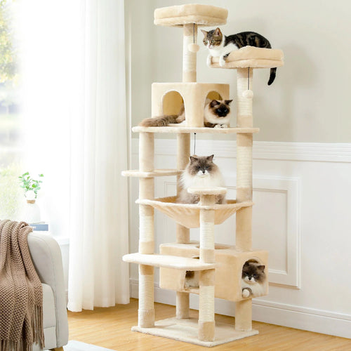 Pequlti 72 Multi-Level Cat Tree Tower with Condo & Hammock