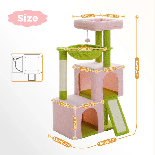 PAWZ Road Large Multi-Level Cat Tree with Condo and Hammock