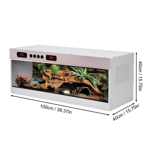 Stackable Reptile Terrarium, PVC Bearded Dragon Enclosure – Tempered Glass Tank for Amphibians Reptilians Arachnids Pets Habitat