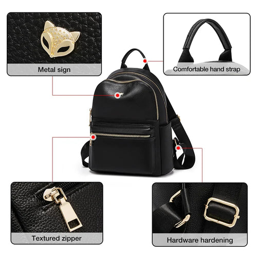 FOXER Brand Genuine Leather + Microfiber Women's Backpack Fashion Female Travel Bag Large Capacity Waterproof Backpack