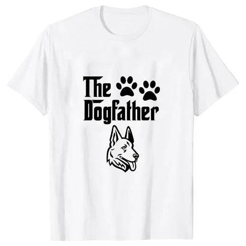 The Dogfather Funny T-shirts for Men Dog Dad T-shirt German Shepherd Dad Male Tshirts Short Sleeve Summer Oversized T Shirt Tee