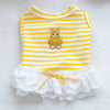 Pet Thin Striped Dress Dog Teddy Small Dog Yorkshire Lace Vest Dog Dresses for Small Dogs Puppy Clothes