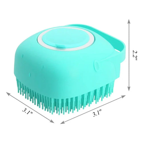Silicone Pet Bath Brush with 80ml Shampoo Dispenser