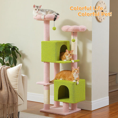 PAWZ Road Cactus Cat Tree - 133cm Tower with 2 Condos & Perches