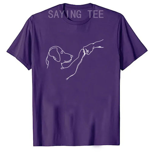 Dog and People Punch Hand Dog Man Friendship Bump Dog's Paw T-Shirt Animal Lover Comics Graphic Tee Tops Funny Mama Daddy Gifts