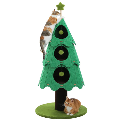 PAWZ Road Christmas Cat Tree Tower - 3 Condos Green/White 135cm