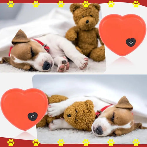 Realistic Heartbeat Simulator - Calming Puppy Toy Red 2.6