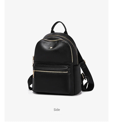 FOXER Brand Genuine Leather + Microfiber Women's Backpack Fashion Female Travel Bag Large Capacity Waterproof Backpack