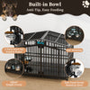 EasyCom Heavy Duty Metal Dog Crate with Bowls and Wheels