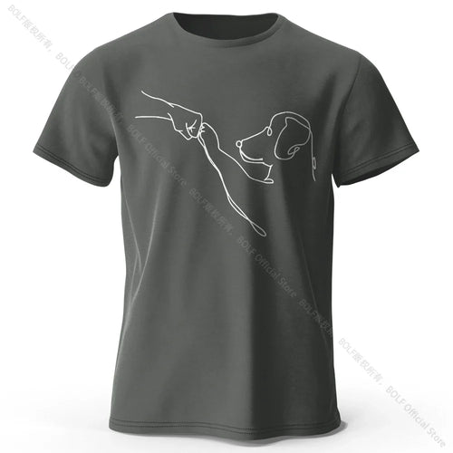 The Dog Friend Printed Modern Minimalist 100% Cotton T-Shirt, Lightweight Round Neck Short Sleeve Tee, Unisex Everyday Wear