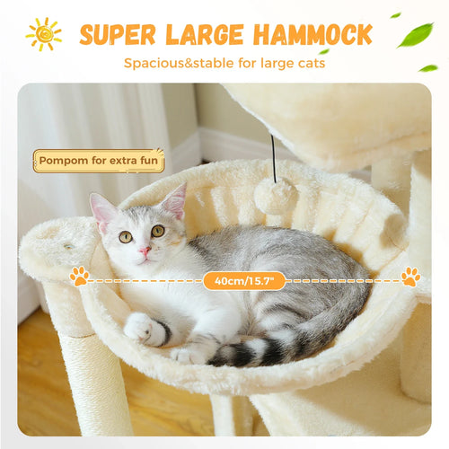 PAWZ Road Large Multi-Level Cat Tree with Condo and Hammock