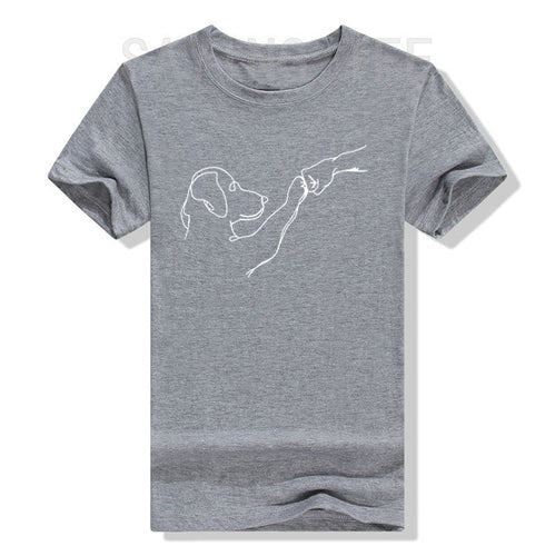 Dog and People Punch Hand Dog Man Friendship Bump Dog's Paw T-Shirt Animal Lover Comics Graphic Tee Tops Funny Mama Daddy Gifts