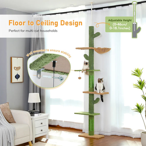 PAWZ Road 5-Tier Floor to Ceiling Cactus Cat Tree - Green
