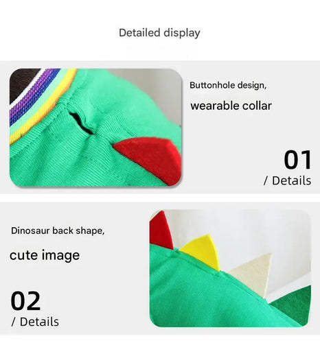 Dachshund Dinosaur Vest, Blue/Green S/M/L, Cute Pet Costume, Breathable Four-Legs Outfit for Small Dogs