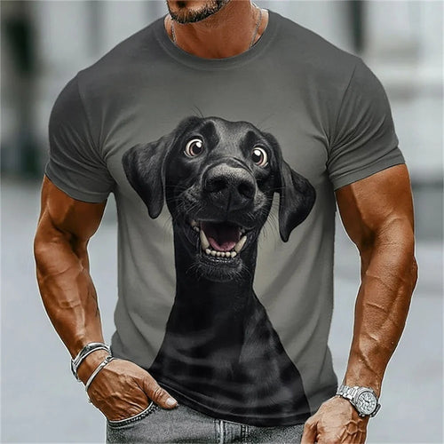 Funny 3D Dog Print Men's T-Shirts Fashion Animal Pattern Summer Street Short Sleeve Casual O-neck Breathable Tees Man Loose Tops