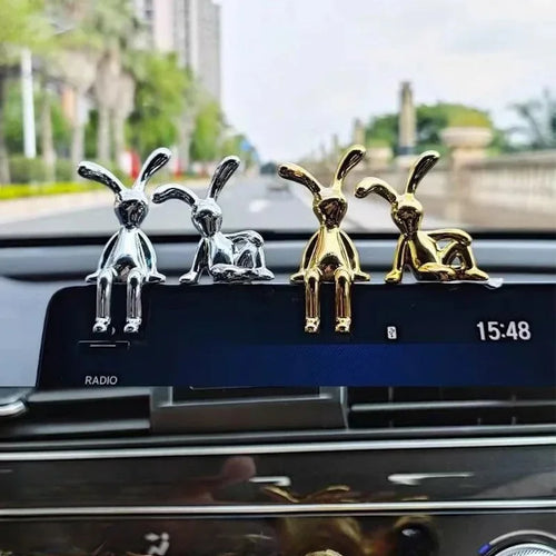 Rabbit Figurine Long-Eared Rabbit Statue Home Office Desktop Decoration Car Central Control Easter Bunny Art Ornaments