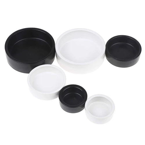 Reptile Food Bowl Anti-Escape Ceramic Feeder Dish Black White Reptile Water Bowl For Hermit Crab Gecko Chameleon Corn Snake