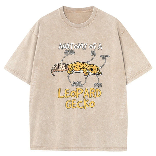 Kids Leopard Gecko Gift Anatomy of A Leopard Gecko Grey Shirt Graphic Tee Unisex Short Sleeve Tee Tshirts Washed