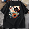 Kawaii Cat Anime Tshirt Ramen Japanese Funny Graphic Tee Kawaii Noodle Cat Tee Shirt Man Short Sleeve T-shirt Harajuku Clothes