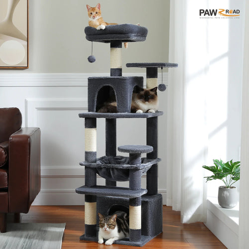 PAWZ Road Large Cat Tree Tower - 72 Multi-Level with Condo Grey