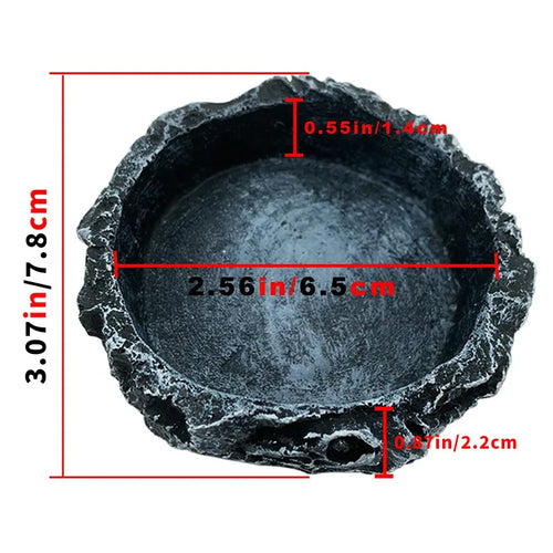 Reptile Feeding Water Bowl Realistic Stone Texture Safe Durable for Bearded Dragons Small Reptiles SYXZS03