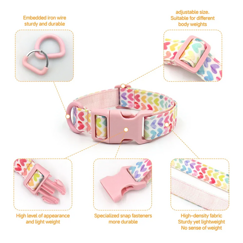 Luxury Bow Dog Collar Set | Cotton & Polyester | XS–XL | With Leash & Poop Bag