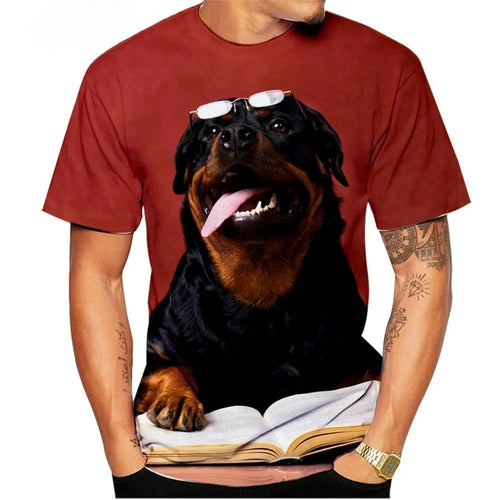 Dog T-Shirts Rottweiler 3D Print Men Women Streetwear Short Sleeve Round Neck T Shirt Casual Tops Harajuku Tees Men's Clothing