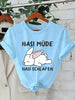 Bunny Is Tired T Shirts Lazy Bunny Graphic Tee Women Casual O Neck Short Sleeve Loose Streetwear Cute Rabbit Print T-Shirt Tops