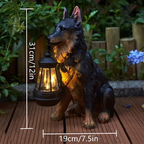 GoldenRetriever GermanShepherd  Rottweiler,Statue Outdoor with SolarLed Home GardenDecoration Windproof Lamp RealisticDog Decor