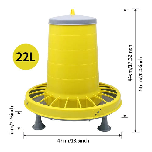 Compact Poultry Feeder with Anti-Waste Grill - 34 lb