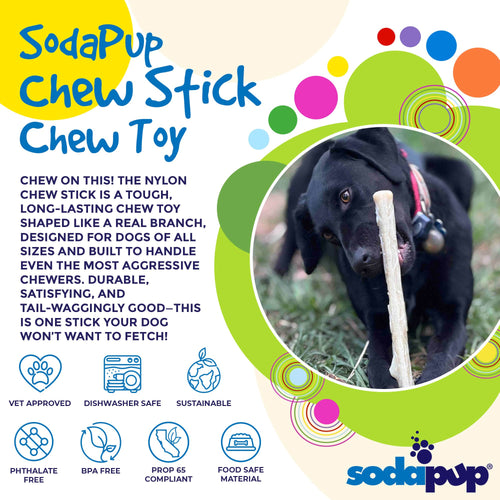 Durable Nylon Glow in the Dark Chew Stick for Power Chewers | USA Made | SodaPup