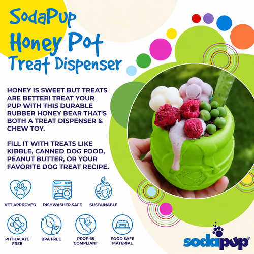 Honey Pot Dog eCup Treat Dispenser | Durable PUP-X Rubber Enrichment Toy | USA Made - Limited Edition Apple Green