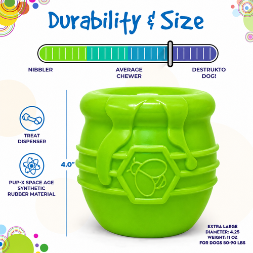 Honey Pot Dog eCup Treat Dispenser | Durable PUP-X Rubber Enrichment Toy | USA Made - Limited Edition Apple Green