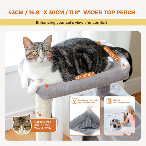 PAWZ Road Large Multi-Level Cat Tree with Condo and Hammock
