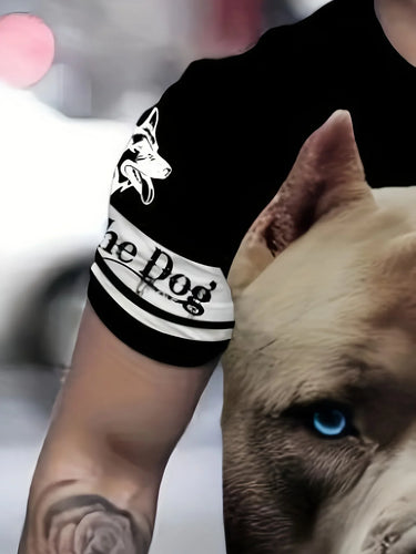 Men's Dog Graphic Print T-shirt Short Sleeve Crew Neck Tee Men's Clothing For Outdoor Casual Mes Tshirt Oversized Hot Sale