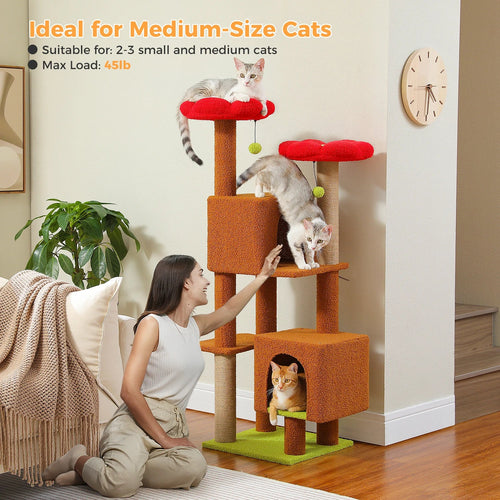 PAWZ Road Cactus Cat Tree - 133cm Tower with 2 Condos & Perches