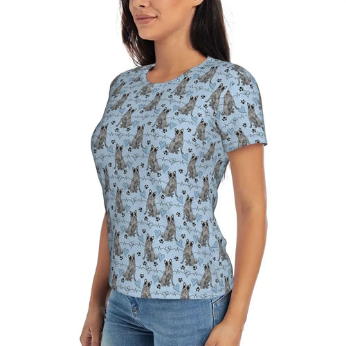 LOVE Blue Heeler Australian Cattle Dog T-Shirt Women Short Sleeve T Shirts O-Neck Clothes Cotton Summer Tees Streetwear
