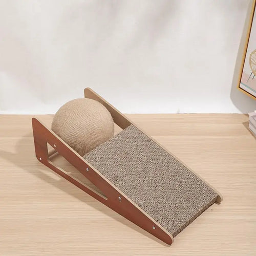 Natural Sisal Cat Scratcher Toy with Ball - 15.75 Durable Board