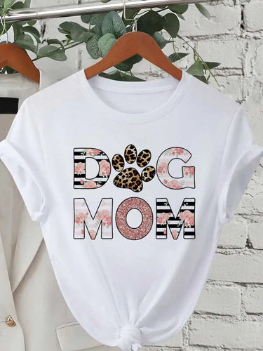 Trend Dog Mama Printed Women T-shirts Fashion Cartoon Graphic Print T-shirts Clothes Female Shirt Short Sleeve Casual Tees