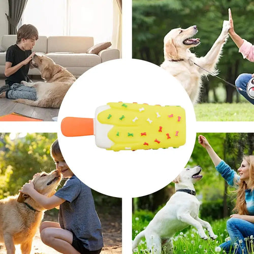 Dog Squeak Chew Toy - Plush Donut Burger Ice Cream Style