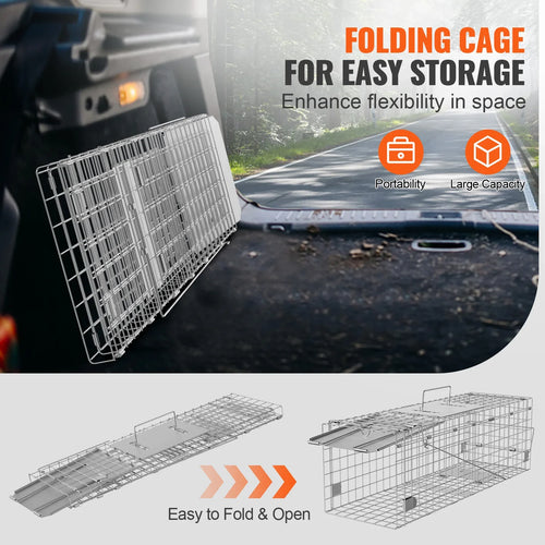 SucceBuy Live Animal Cage Trap - 24x8x8 Folding Humane Trap