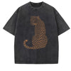 Leopard Tiger T-Shirt Vintage Washed Unisex Boho Animal T Shirt Men Women Nature Lover Tee Casual Round Neck Tops
