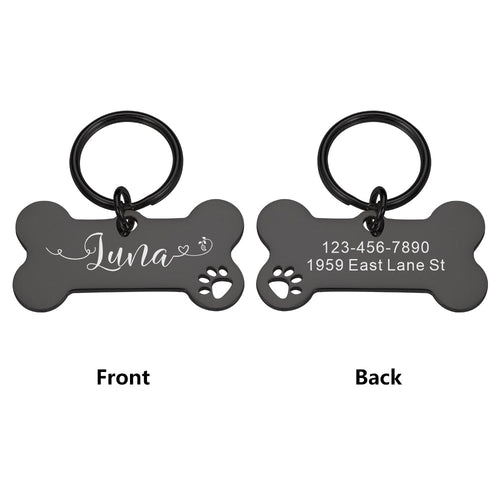 Personalized Pet Cat Dog Tags Shiny Steel Free Engraving Nameplate