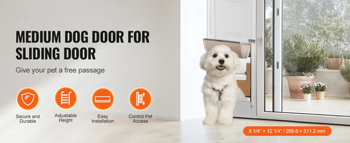 SucceBuy Sliding Glass Pet Door - Adjustable 76-81 Aluminum Frame