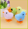Pet Cat Toys Jumping Walking Hopping Cartoon Plush Chicken Clockwork Cat Interative Playing Toy Wind Up Chick Kitten Supplies